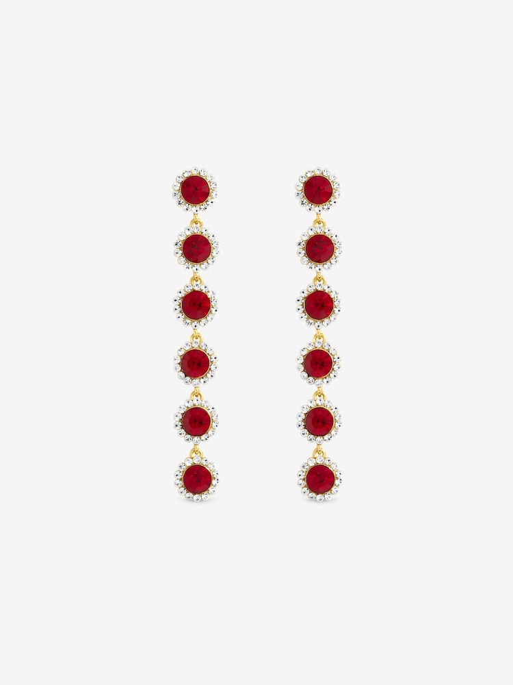 Jon Richard Gold Tone And Ruby Linear Drop Earrings - Image 1 of 1 Jon Richard Gold Tone And Ruby Linear Drop Earrings - Image 1 of 1