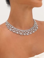 Jon Richard Silver Tone Rhodium And Crystal Statement Collar Necklace - Image 1 of 3