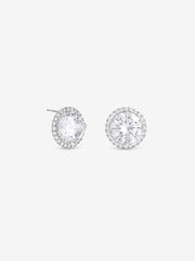 Boucles d'oreilles Jon Richard plaquées rhodium et ornées de cristaux, style halo - Image 2 de 2