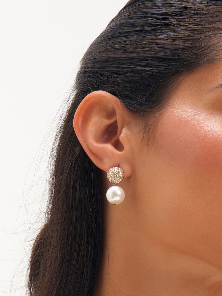 Jon Richard Gold Tone Pearl And Pave Earrings - Image 1 of 1 Jon Richard Gold Tone Pearl And Pave Earrings - Image 1 of 1