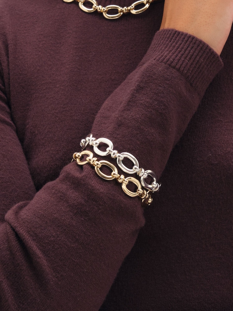 Jon Richard Silver Plated Open link Bracelet - Image 2 of 3 Jon Richard Silver Plated Open link Bracelet - Image 2 of 3