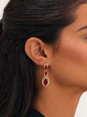 Jon Richard Plated And Ruby Navette Drop Earrings - Image 1 de 2