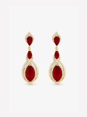 Jon Richard Plated And Ruby Navette Drop Earrings - Image 2 de 2