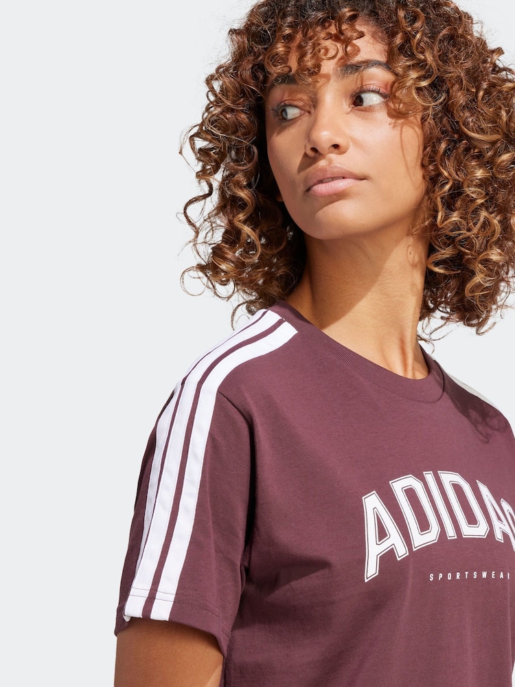 adidas Red Lounge Soft Side Collegiate Graphic T-Shirt - Image 4 of 6