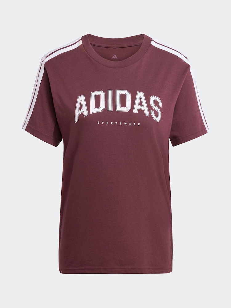 adidas Red Lounge Soft Side Collegiate Graphic T-Shirt - Image 6 of 6 adidas Red Lounge Soft Side Collegiate Graphic T-Shirt - Image 6 of 6