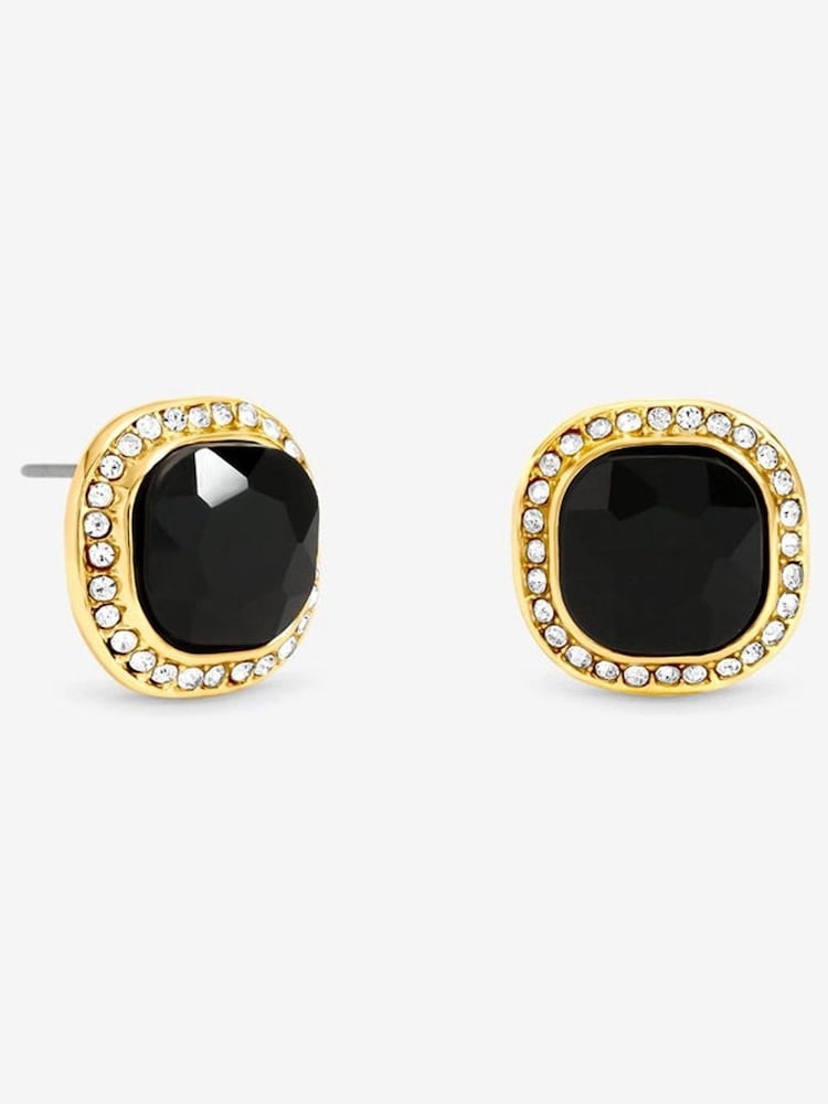 Jon Richard Gold Plated And Jet And Crystal Stud Earrings - Image 1 of 1