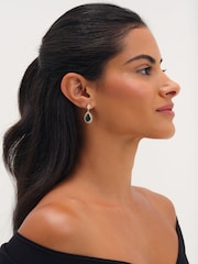 Jon Richard Gold Tone Cubic Zirconia Emerald Pear Drop Earrings - Image 2 of 3