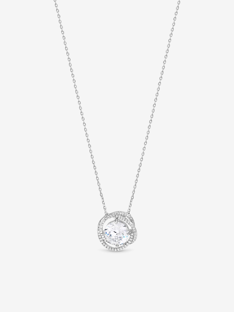 Jon Richard Rhodium Plated Cubic Zirconia Twist Halo Pendant - 3суретінің 1 суреті