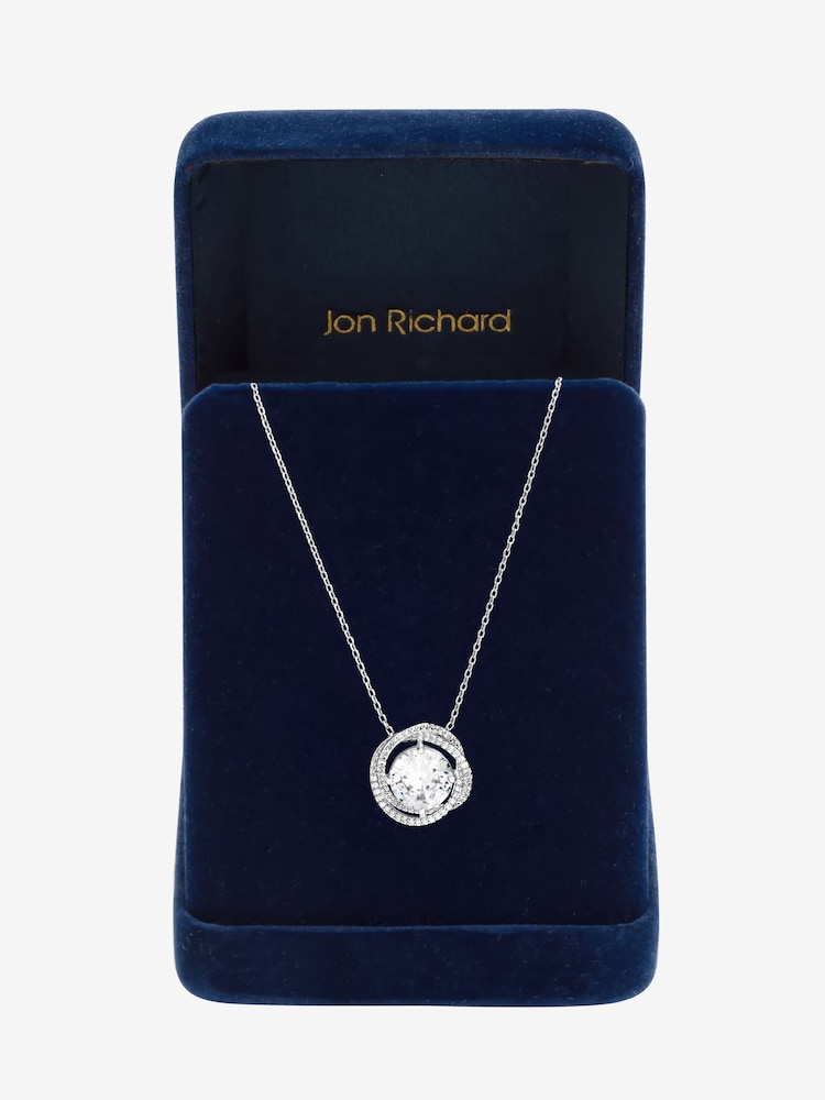 Jon Richard Rhodium Plated Cubic Zirconia Twist Halo Pendant - 3суретінің 2 суреті