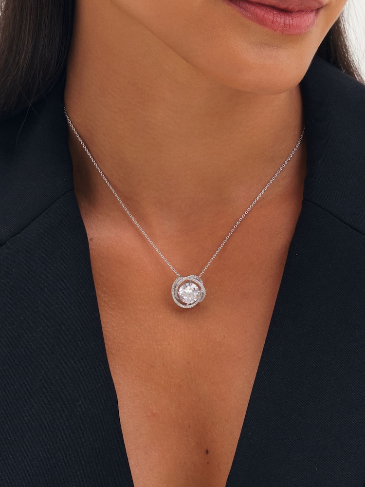 Jon Richard Rhodium Plated Cubic Zirconia Twist Halo Pendant - 3суретінің 3 суреті