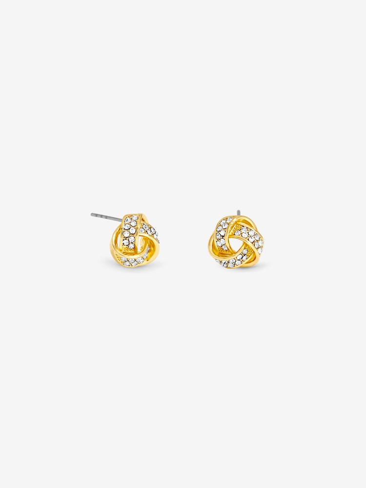 Jon Richard Gold Plated Pave Knot Earrings - Image 3 of 3 Jon Richard Gold Plated Pave Knot Earrings - Image 3 of 3
