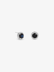 Jon Richard Rhodium Plated Cubic Zirconia Sapphire Halo Stud Earrings - Bild 3 von 3