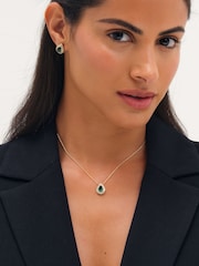 Jon Richard Gold Tone Cubic Zirconia Emerald Pear Stud Earrings - Image 1 of 4