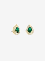 Jon Richard Gold Tone Cubic Zirconia Emerald Pear Stud Earrings - Image 3 of 4