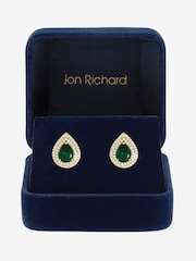 Jon Richard Gold Tone Cubic Zirconia Emerald Pear Stud Earrings - Image 4 of 4