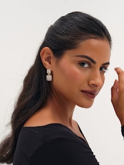 Jon Richard Gold Plated And Pave Square Double Drop Earrings - Image 2 of 3