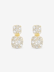 Jon Richard Gold Plated And Pave Square Double Drop Earrings - Image 3 of 3