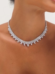 Jon Richard Silver Tone Rhodium And Cubic Zirconia Peardrop Collar Necklace - Image 1 of 3