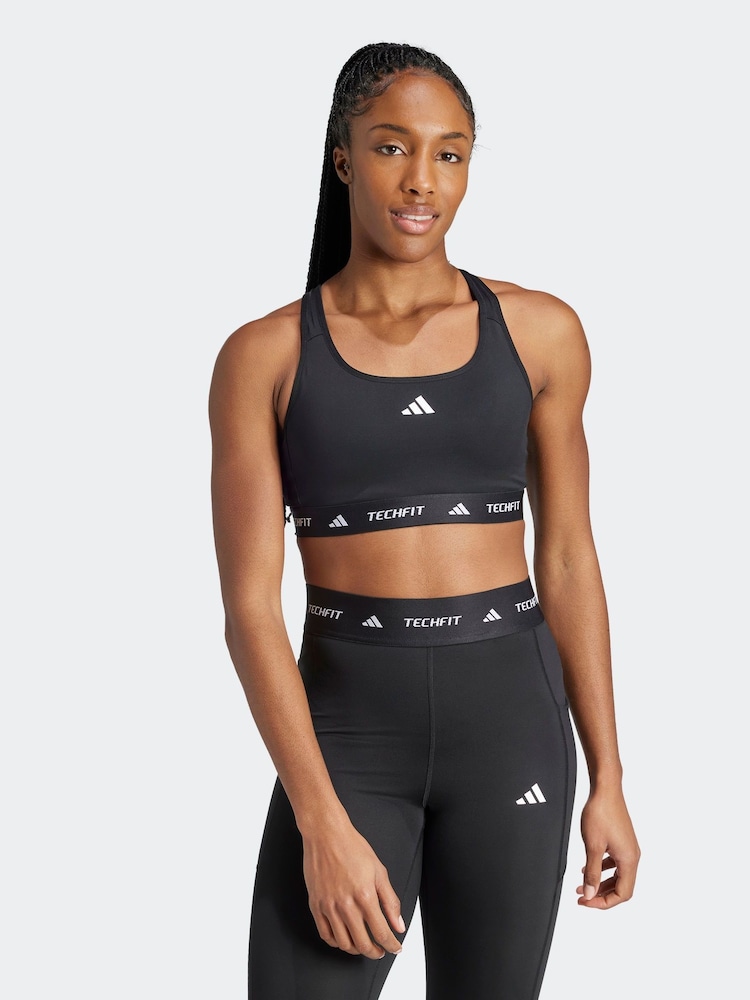 adidas Black Techfit Bra - Image 1 of 8