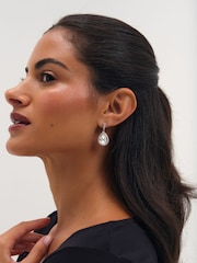 Jon Richard Silver Rhodium Plated And Crystal Pear Drop Earrings - Image 2 of 3