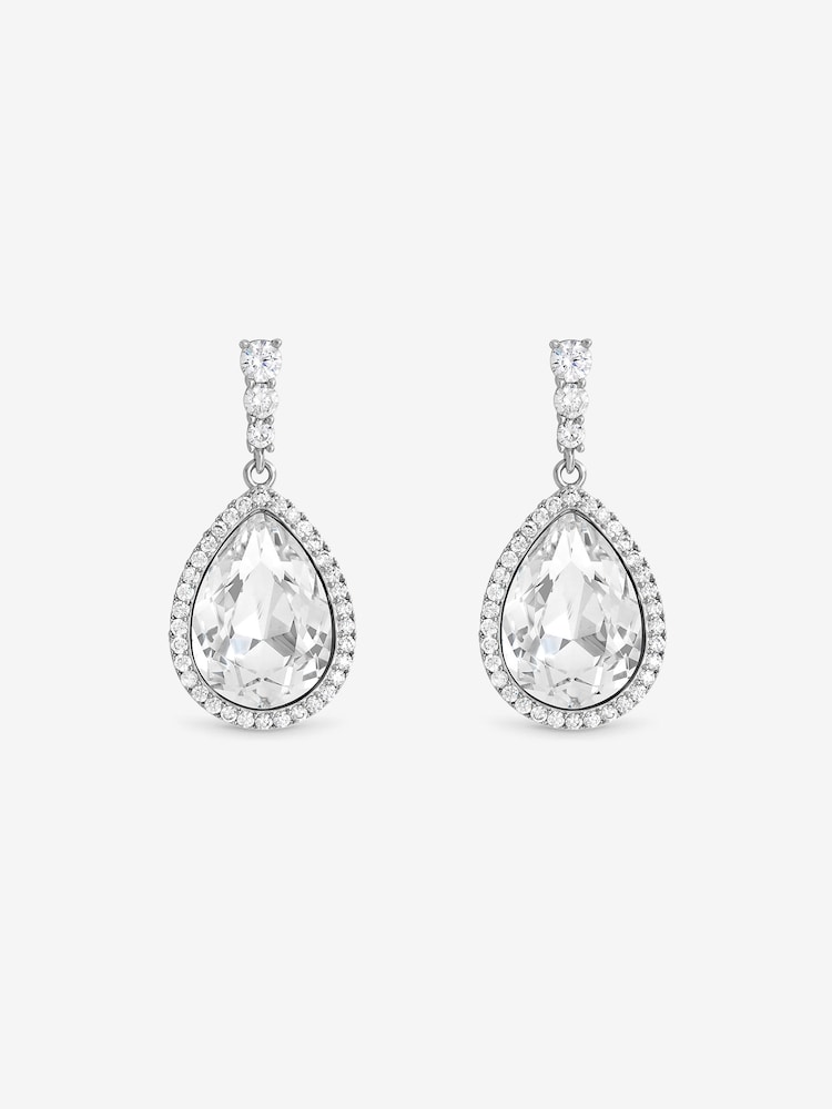 Jon Richard Silver Rhodium Plated And Crystal Pear Drop Earrings - Image 3 of 3