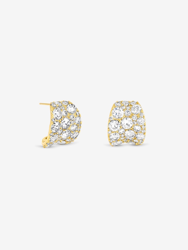 Jon Richard Gold Plated And Pave Curve Earrings - Image 2 of 3 Jon Richard Gold Plated And Pave Curve Earrings - Image 2 of 3
