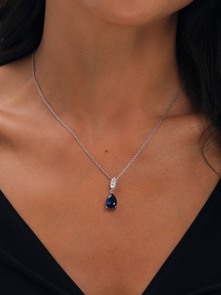 Ensemble Jon Richard en rhodium plaqué et saphir en forme de poire - Image 2 sur 4