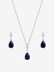 Ensemble Jon Richard en rhodium plaqué et saphir en forme de poire - Image 3 sur 4
