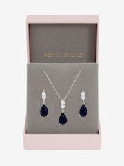 Ensemble Jon Richard en rhodium plaqué et saphir en forme de poire - Image 4 sur 4