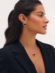Jon Richard Silver Rhodium Plated Cubic Zirconia Twist Halo Sapphire Stud Earrings - Image 2 of 4