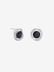 Jon Richard Silver Rhodium Plated Cubic Zirconia Twist Halo Sapphire Stud Earrings - Image 3 of 4