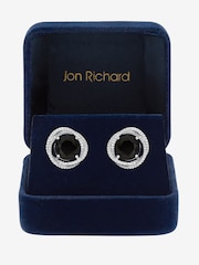 Jon Richard Silver Rhodium Plated Cubic Zirconia Twist Halo Sapphire Stud Earrings - Image 4 of 4