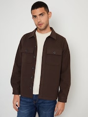 Threadbare Brown Faux Wool Button Up Shacket - Image 1 of 3