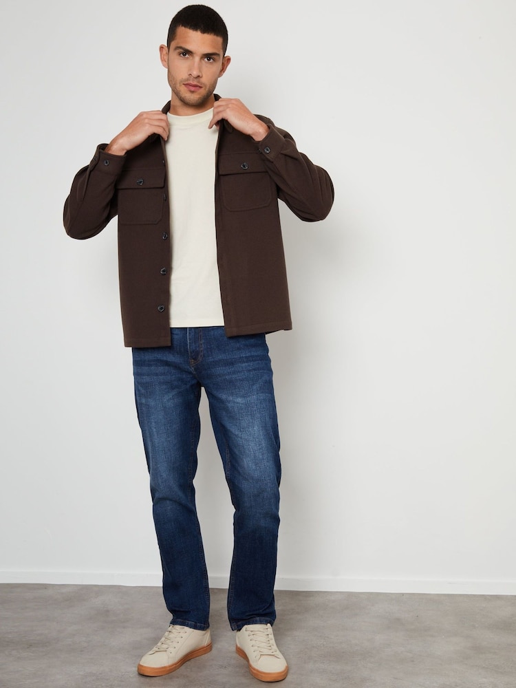 Threadbare Brown Faux Wool Button Up Shacket - Image 2 of 3