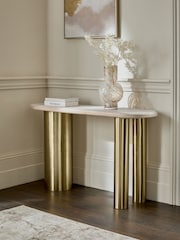 Brass Hollie Soild Mango Wood Console Table - Image 1 of 6