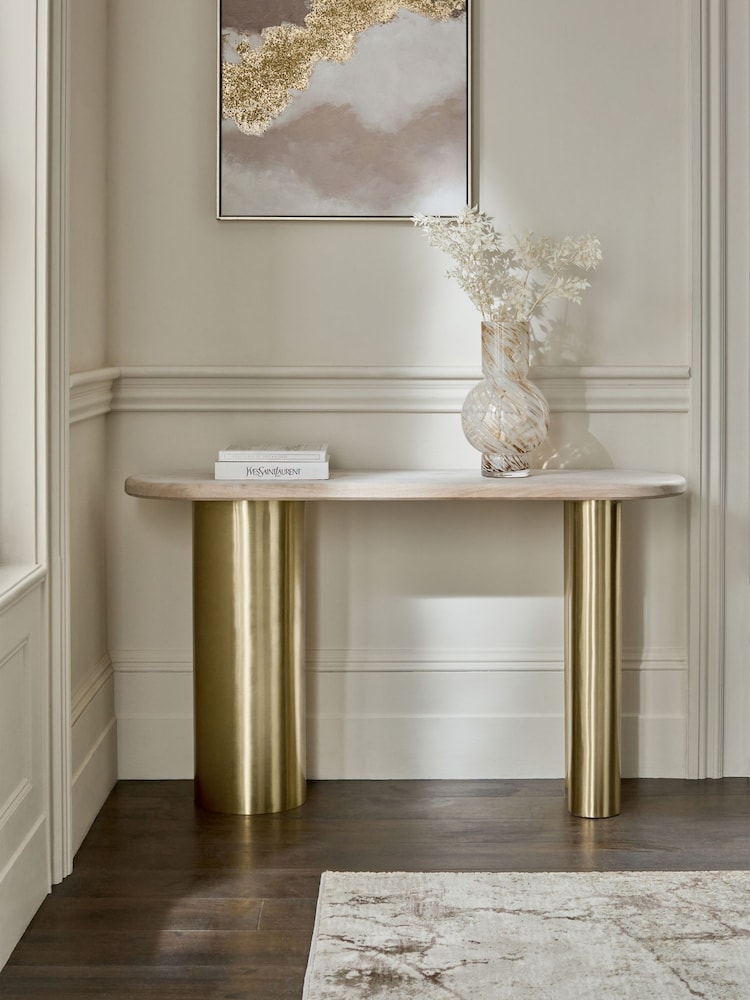 Brass Hollie Soild Mango Wood Console Table - Image 2 of 6