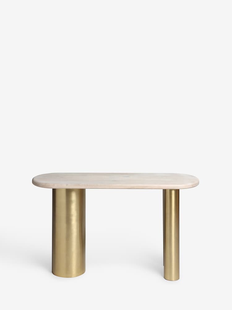 Brass Hollie Soild Mango Wood Console Table - Image 6 of 6
