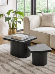 Black Solid Mango Wood Set of 2 Coffee Table - Image 1 of 7
