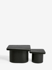 Black Solid Mango Wood Set of 2 Coffee Table - Image 4 of 7