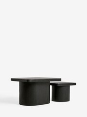 Black Solid Mango Wood Set of 2 Coffee Table - Image 5 of 7