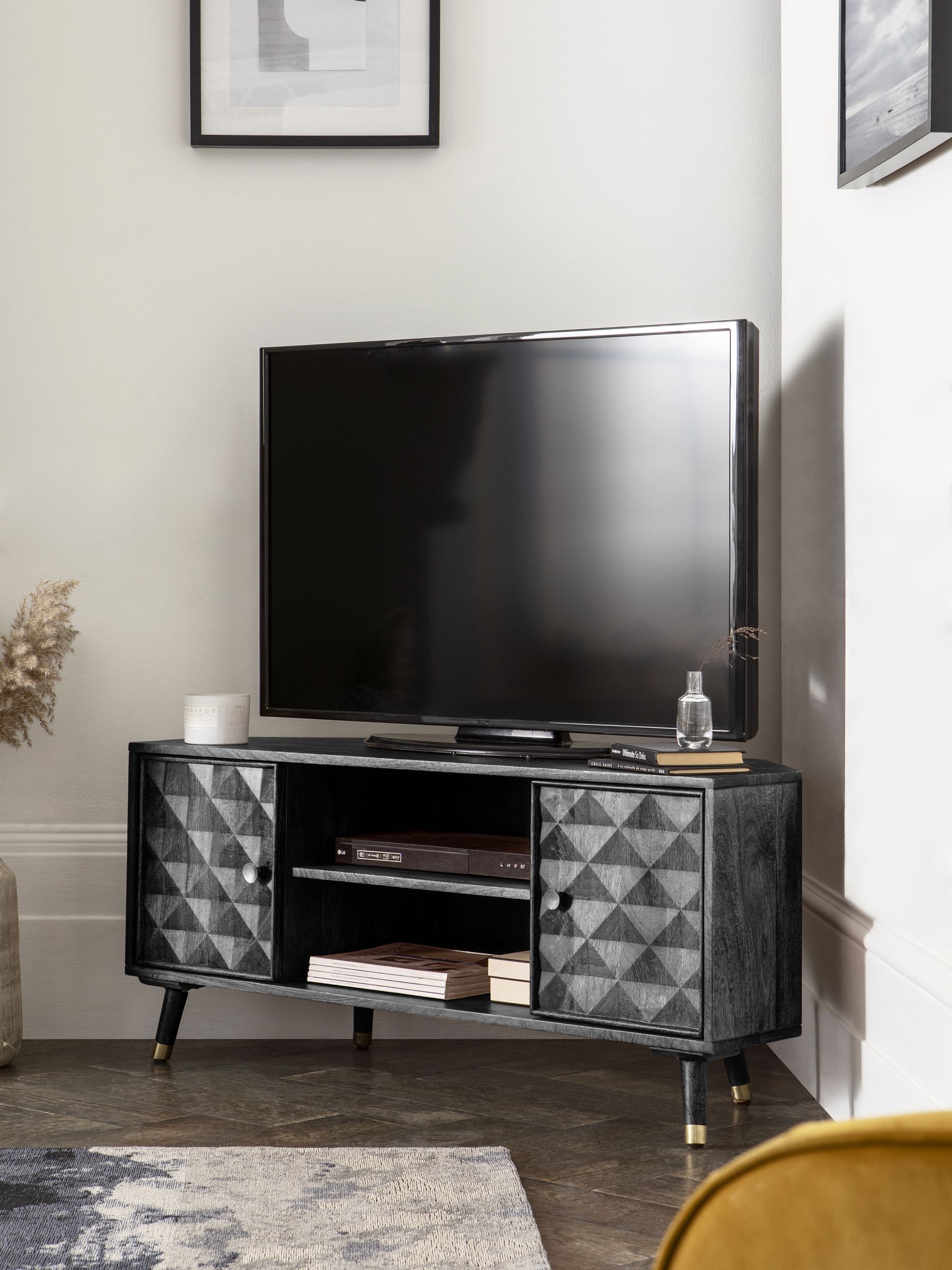 Buy Black Lloyd Mango Wood Up to 46 inch Corner TV Unit from the Next UK online shop