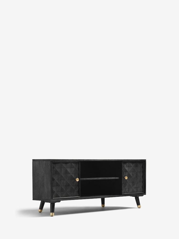 Black Lloyd Mango Wood Up to 46 inch Corner TV Unit - Image 4 of 4