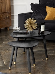 Black Lloyd Mango Wood Nest of 2 Coffee Tables - Image 1 of 7