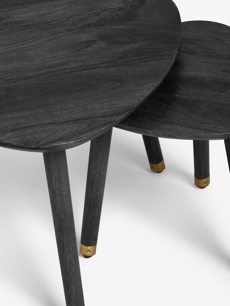 Black Lloyd Mango Wood Nest of 2 Coffee Tables - Image 7 of 7