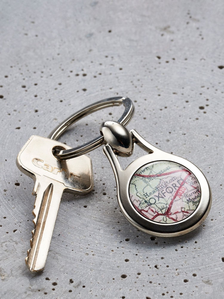 Personalised Vintage Map Keyring by Posh Totty Designs - Image 1 of 2