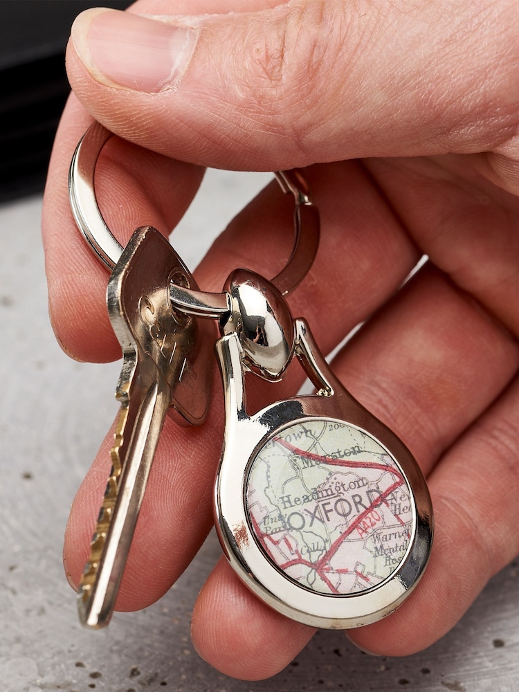 Personalised Vintage Map Keyring by Posh Totty Designs - Image 2 of 2