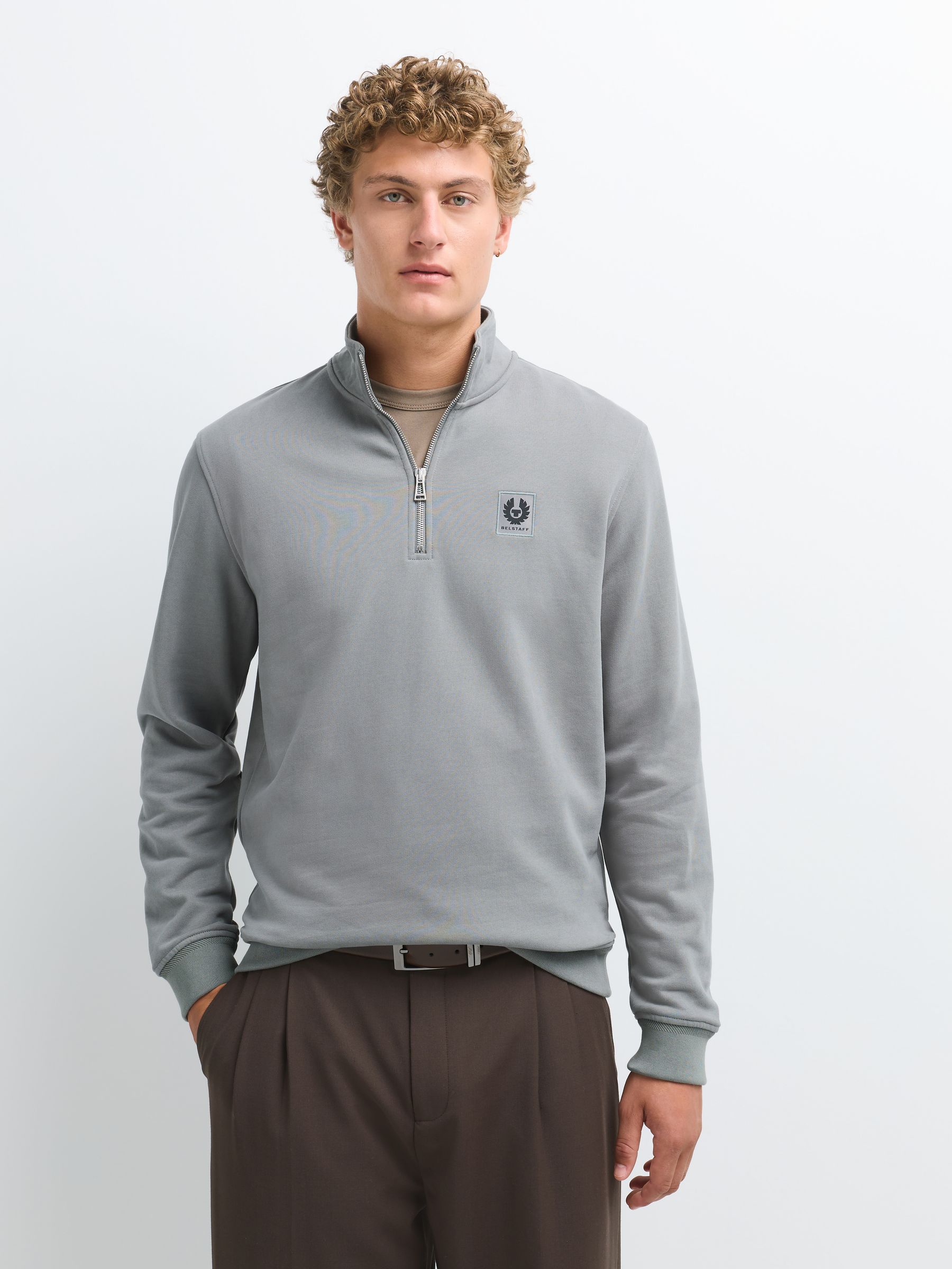 Belstaff Quarter Zip Sweatshirt - Atlantic Grey - Size 2XL - Image 3