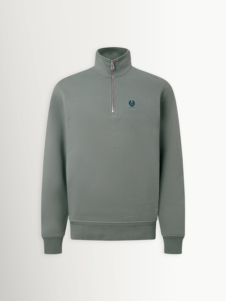 Belstaff Grey Classic Fleece Quarter Zip Sweatshirt - Image 1 of 3 Belstaff Grey Classic Fleece Quarter Zip Sweatshirt - Image 1 of 3
