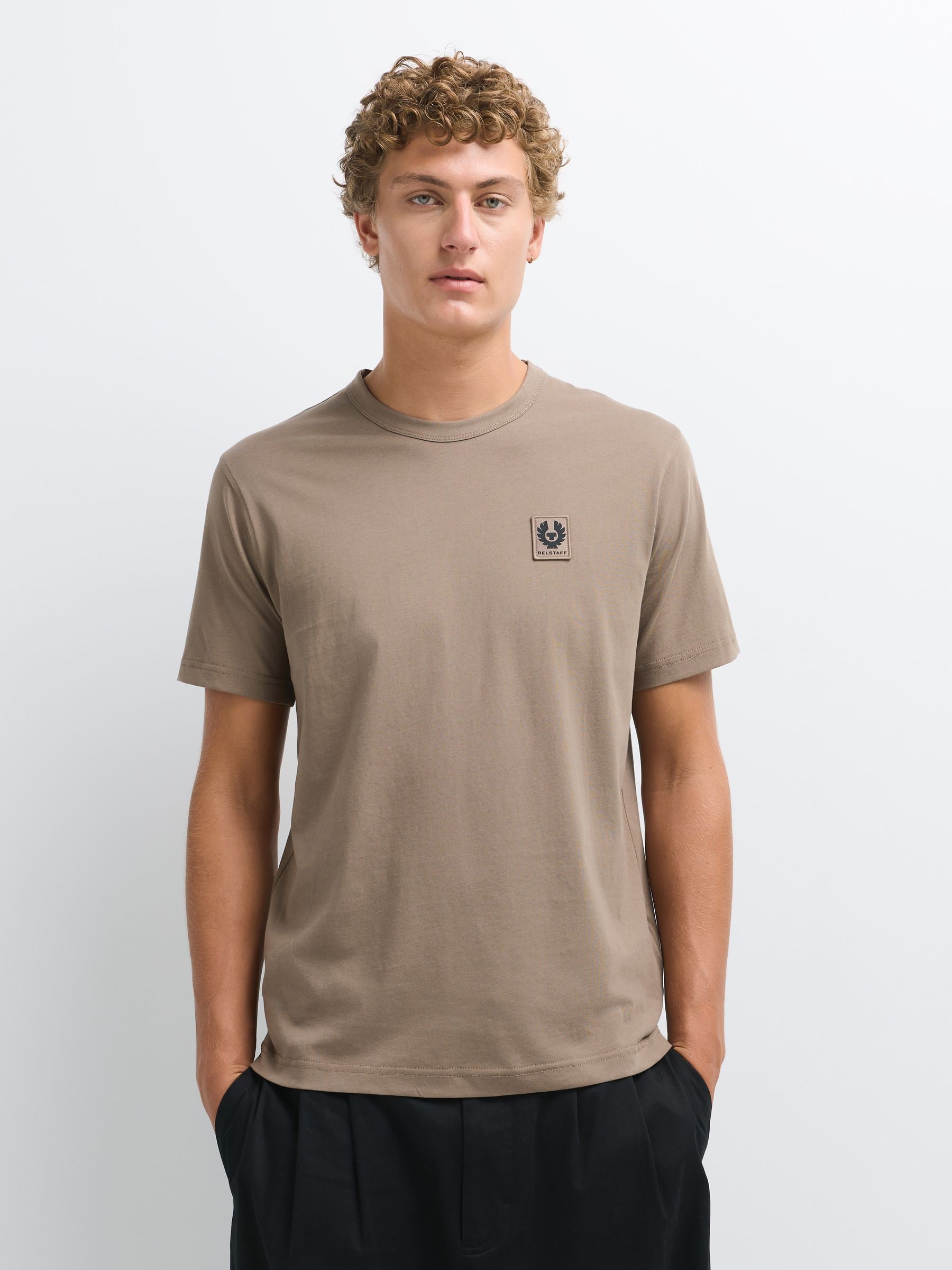Belstaff Logo Patch Regular Fit T-Shirt - Beige - Image 7
