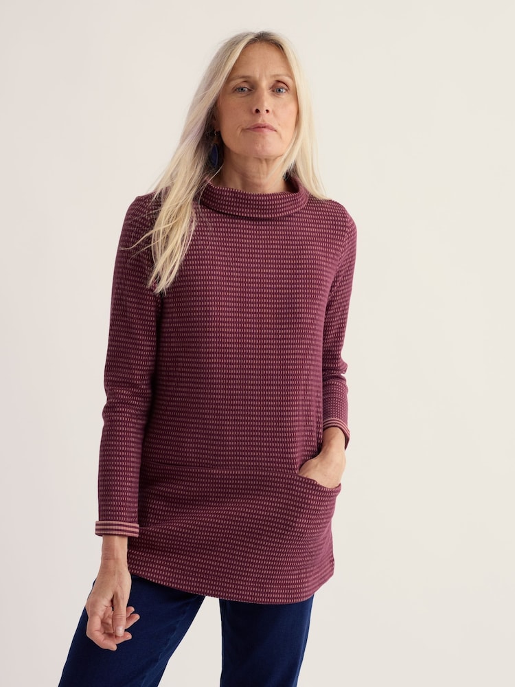 Seasalt Cornwall Purple Mawgan Porth Jacquard Jersey Tunic - Image 1 of 5 Seasalt Cornwall Purple Mawgan Porth Jacquard Jersey Tunic - Image 1 of 5